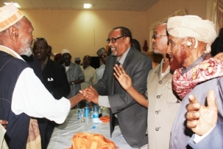 President Silanyo meeting with elders, in black tie at centre